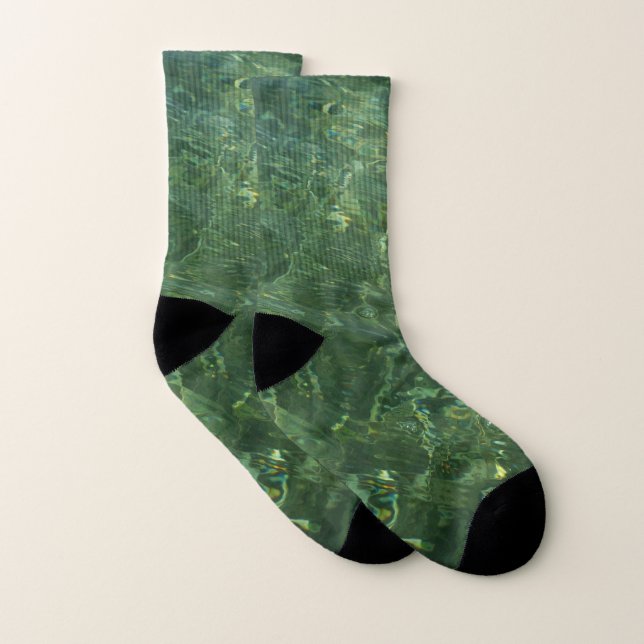 Water over Sea Grass II (Blue and Green) Photo Socks (Pair)