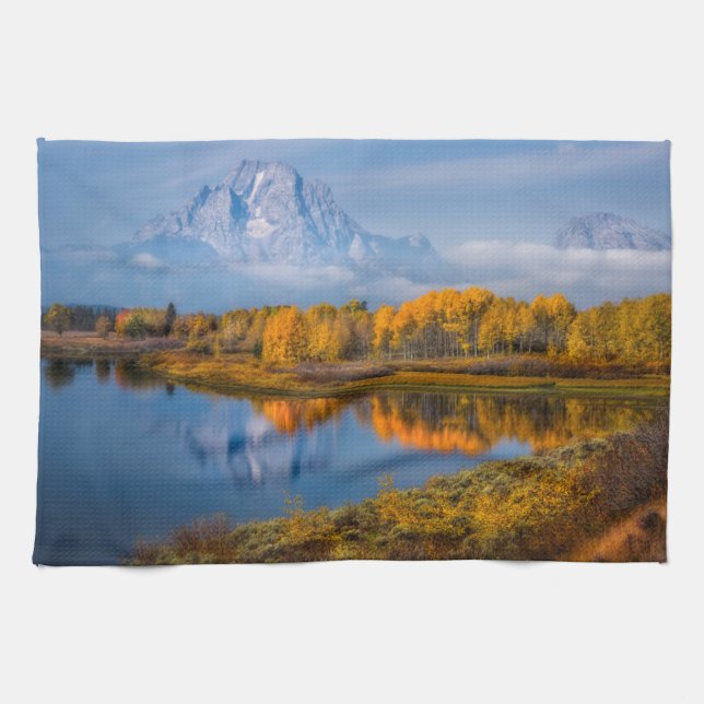 Water | Oxbow Bend Jackson Wyoming Tea Towel (Horizontal)