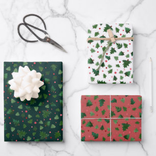 Water paint for Christmas trees Wrapping Paper Sheet
