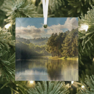 Water Pang Oung Lake & Pine Forest Thailand Glass Tree Decoration