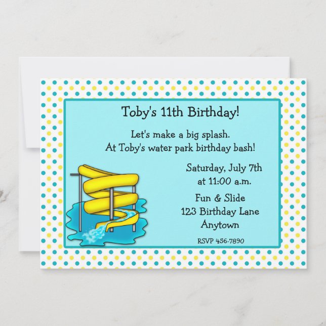 Water Park Birthday Invitation (Front)