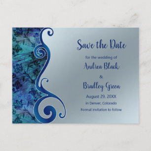 Water & Paua Shell Inspired Save the Date Postcard