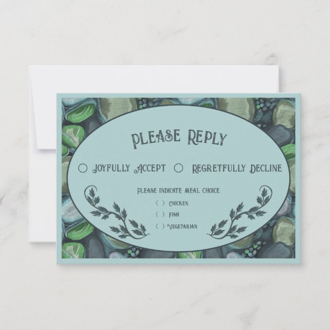 Water Pebbles - Wedding RSVP card (Front)