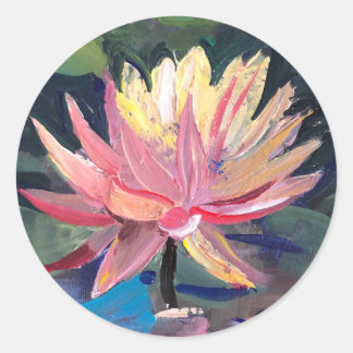 Water pink lillie   classic round sticker