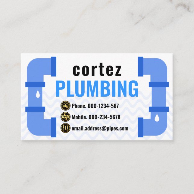 Water Pipe Frame Leaking Water Plumber Business Card (Front)