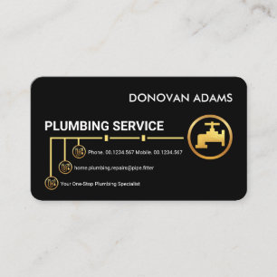 Water Pipe Line Plumbing Service Business Card