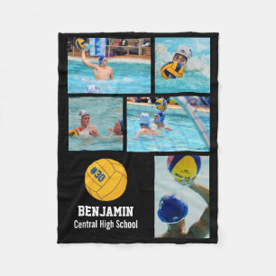 Water Polo 5 Photo Collage Name # Team Custom Flee Fleece Blanket