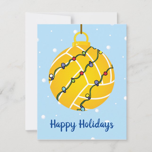 Water Polo Ball Ornament Holiday Card (Front)