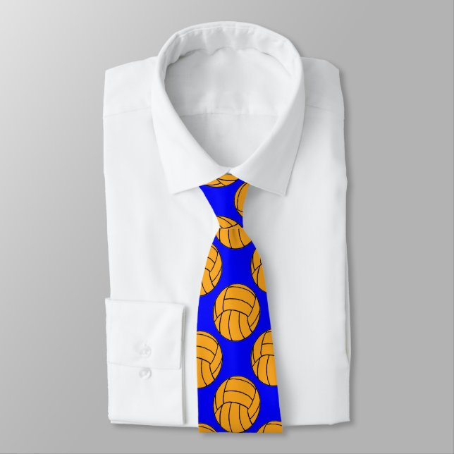 Water Polo Ball Patterned Custom Tie (Tied)