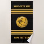Water Polo Ball Team Player Name Number Custom Beach Towel<br><div class="desc">Cool Water Polo beach towel that makes a perfect gift for a water polo player or entire team or coach. Change the colour to match your team's colours. Design features a water polo ball set against a striped design. Add your player's number (or delete) two lines of custom text -...</div>
