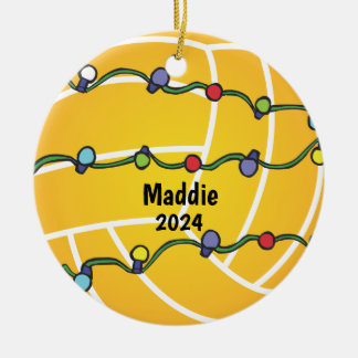 Water Polo Ball With Lights Holiday Customisable Ceramic Tree Decoration