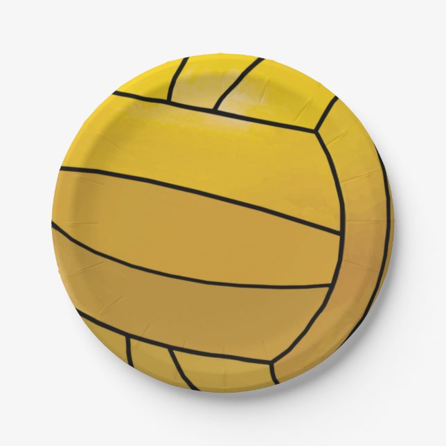 Water Polo Ball Yellow Party Supplies Paper Plate (Front)