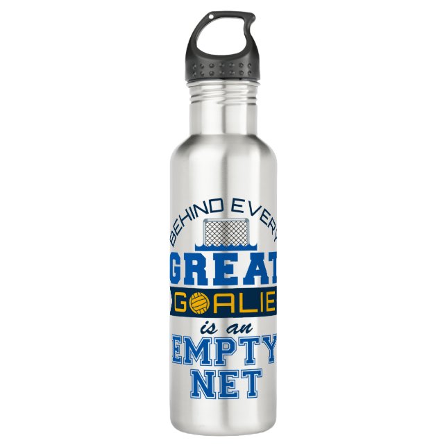 Water Polo Behind Every Great Goalie Is Empty Net 710 Ml Water Bottle (Front)