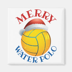 Water Polo Christmas Ball with Santa Hat Magnet