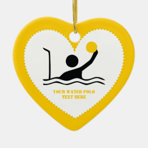 Water polo player black silhouette custom ceramic tree decoration