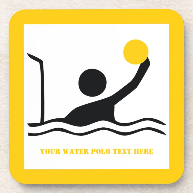 Water polo player black silhouette custom coaster (Front)