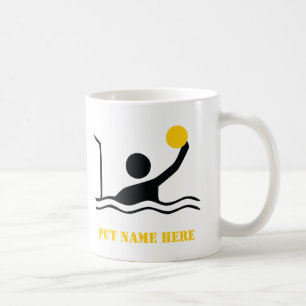 Water polo player black silhouette custom coffee mug