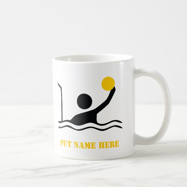 Water polo player black silhouette custom coffee mug (Right)