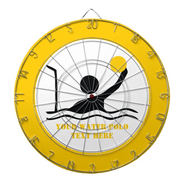 Water polo player black silhouette custom dartboard (Front)