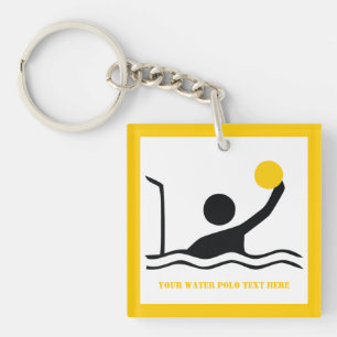 Water polo player black silhouette custom key ring