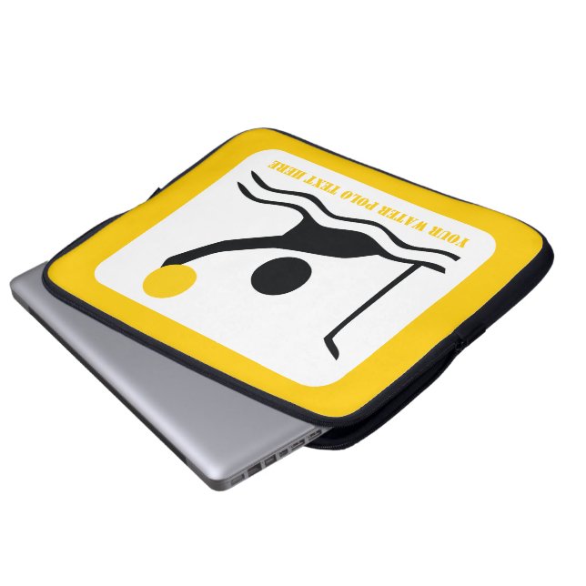 Water polo player black silhouette custom laptop sleeve (Front Bottom)