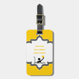 Water polo player black silhouette custom luggage tag