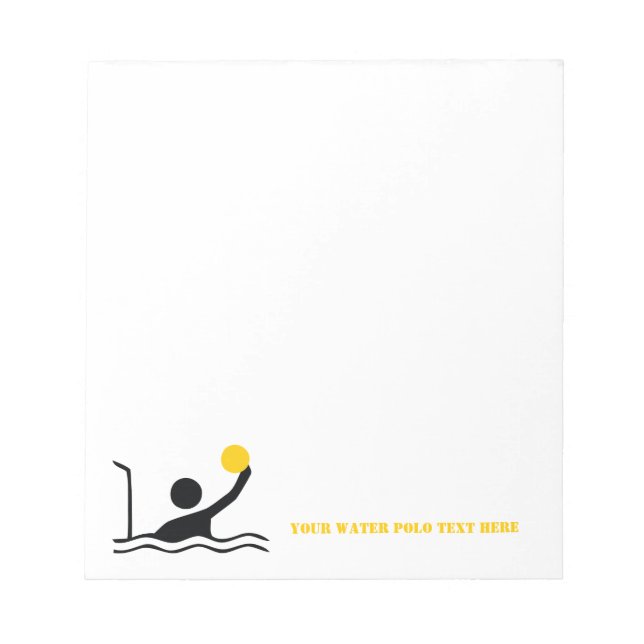 Water polo player black silhouette custom notepad (Front)