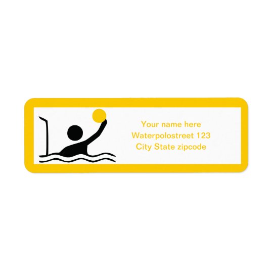 Water polo player black silhouette custom return address label