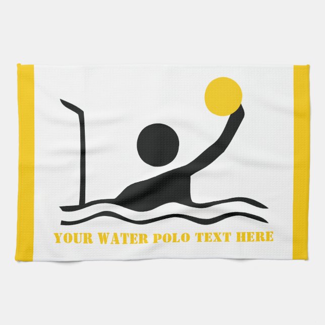 Water polo player black silhouette custom tea towel (Horizontal)