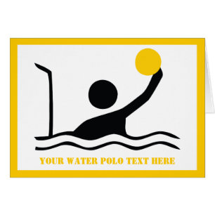 Water polo player black silhouette greeting card