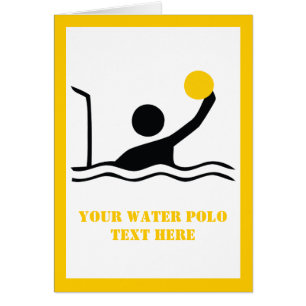 Water polo player black silhouette vertical card