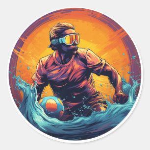 Water Polo Player Colourful Waterpolo Classic Round Sticker