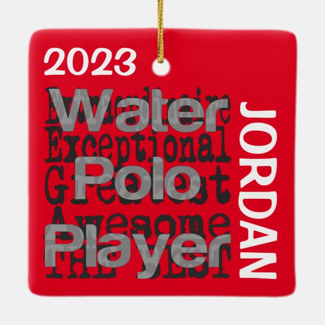 Water Polo Player Extraordinaire CUSTOM Ceramic Ornament (Back)