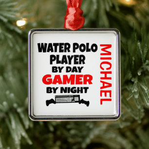 Water Polo Player Loves Playing Video Games Metal Tree Decoration