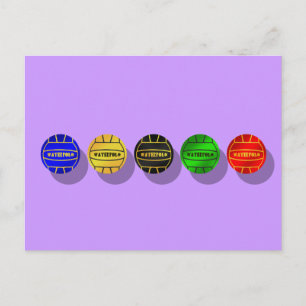 Water polo players and waterpolo players ball postcard