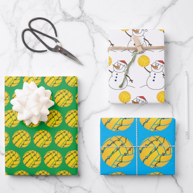 Water Polo Themed Holiday Wrapping Paper (Front)