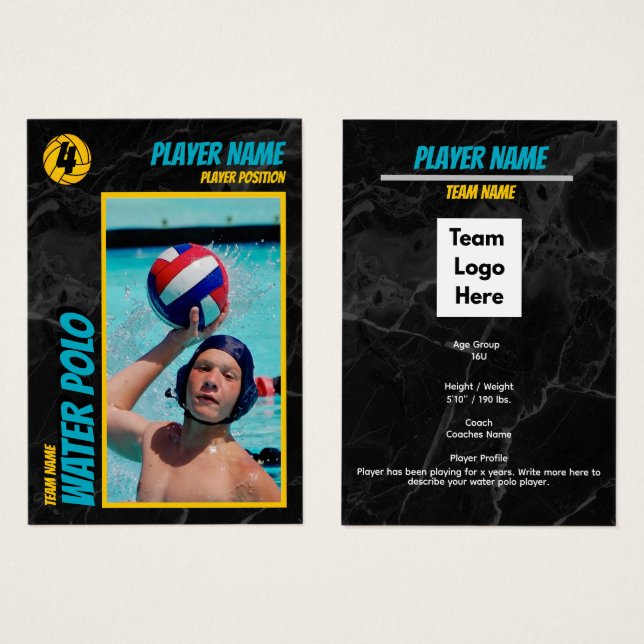 Water Polo Trading Card (Front & Back)