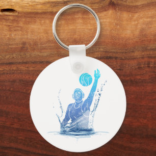 Water Polo Vintage Sports Athlete With Ball Key Ring