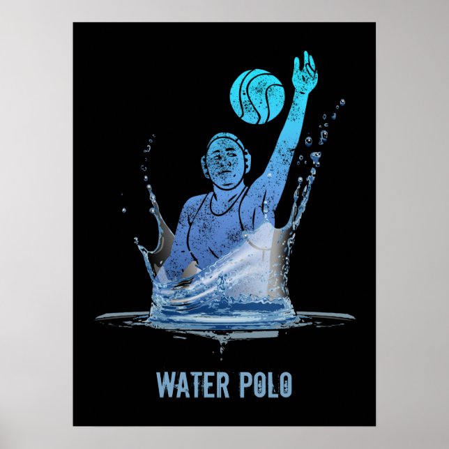 Water Polo Vintage Sports Athlete With Ball Poster (Front)