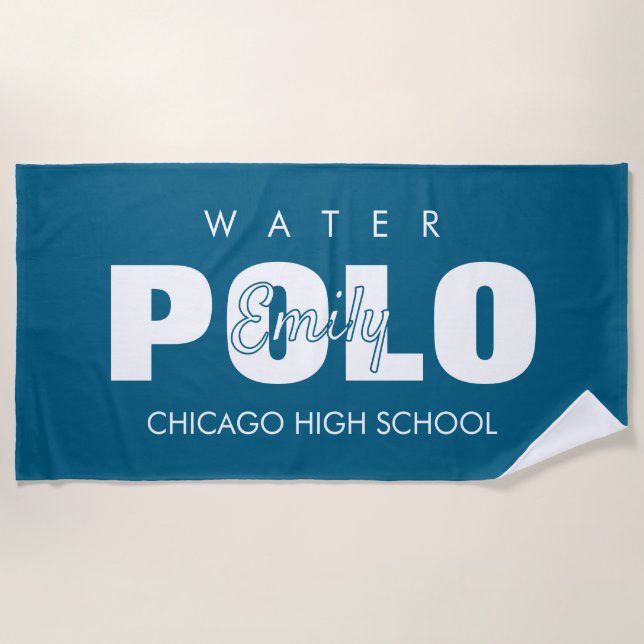 Water Polo, Water Polo Team Pool, Gift For Players Beach Towel (Front)