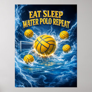 Water Polo Wave Clash Energy Poster