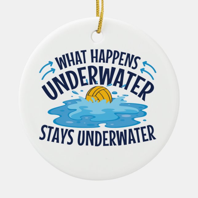 Water Polo What Happens Underwater Ceramic Tree Decoration (Front)