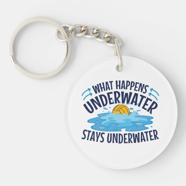 Water Polo What Happens Underwater Key Ring (Front)