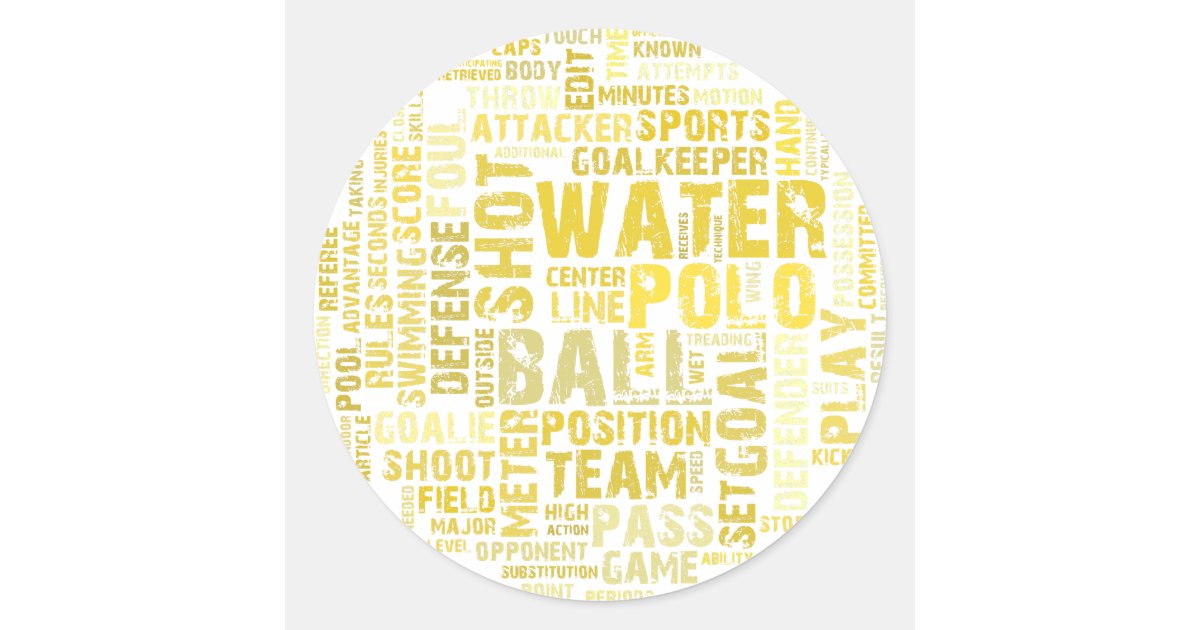 Water Polo Word Cloud Products Classic Round Sticker Zazzle