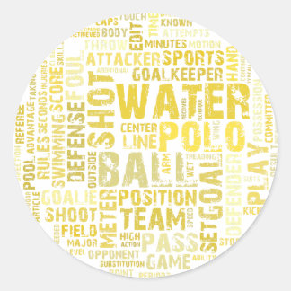 Water Polo Word Cloud Products Classic Round Sticker