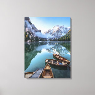 Water Pragser Wildsee Dolomites Italy Canvas Print