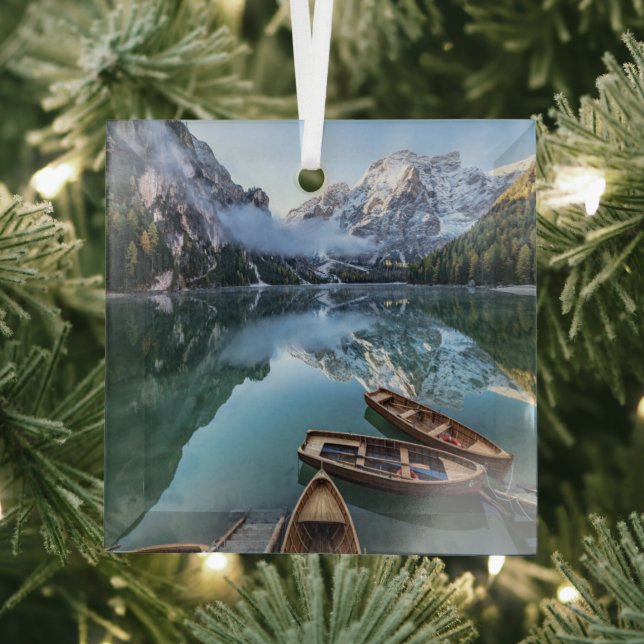 Water | Pragser Wildsee Dolomites Italy Glass Tree Decoration (Insitu)