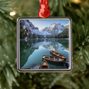 Water   Pragser Wildsee Dolomites Italy Metal Tree Decoration