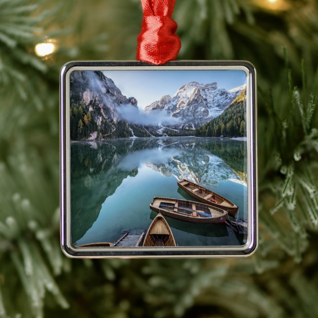 Water | Pragser Wildsee Dolomites Italy Metal Tree Decoration (Tree)