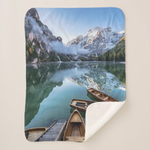 Water   Pragser Wildsee Dolomites Italy Sherpa Blanket